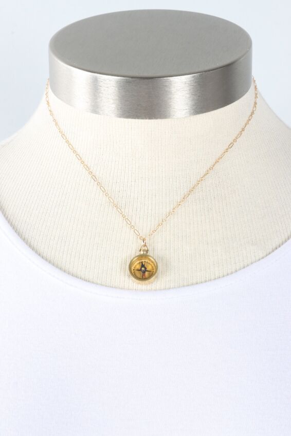 Tiny Compass Necklace - Gold