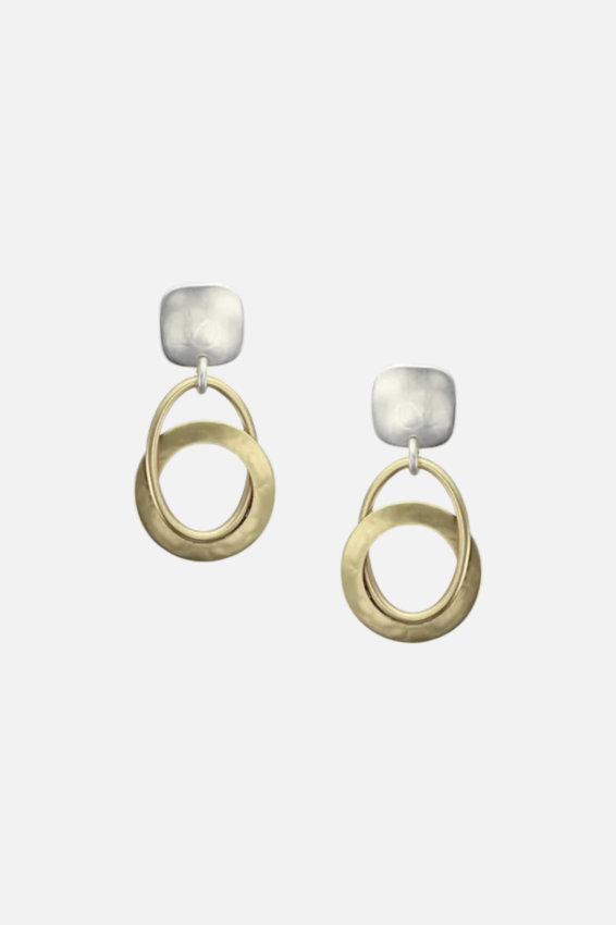 Interlocking Disc Earring - Brass & Silver 
