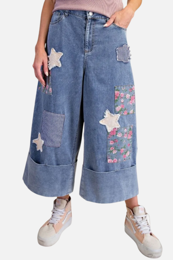 Patchwork Pant - Washed Denim