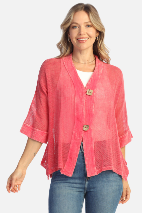 Mesh Cardigan - Raspberry