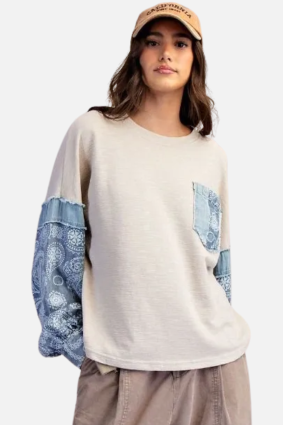 Thermal Print Pullover - Khaki