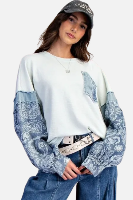 Thermal Print Pullover - Light Blue
