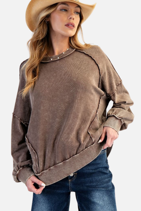 Mineral Wash Pullover - Cacao