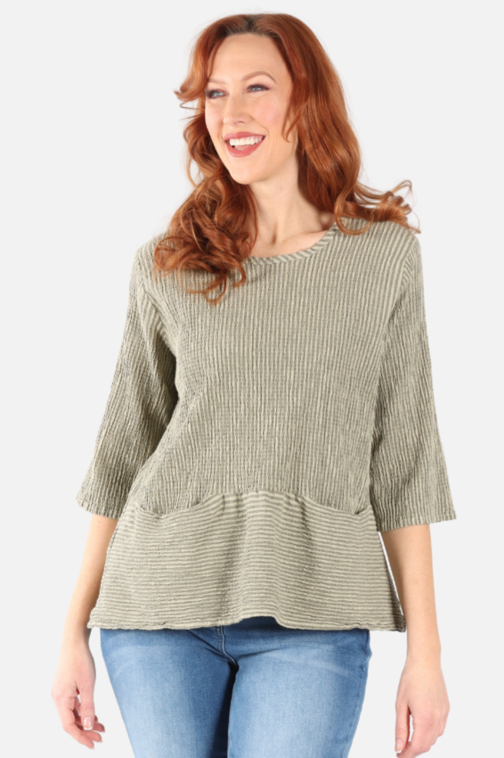 Pocket Pullover - Balsam Stripe Crinkle