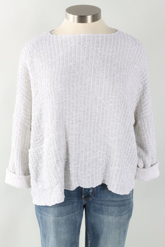 Osize Pocket Pullover - White Sweater Knit