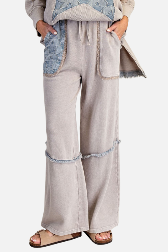 Star Patch Terry Pants - Light Ash