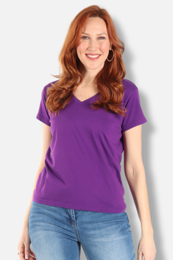 Short Sleeve V-Tee - Violet