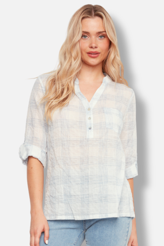 Half Button Blouse - Etched