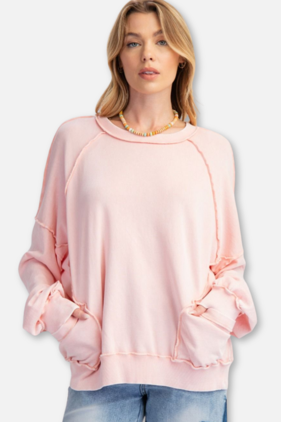 Mineral Wash Pullover - Blush
