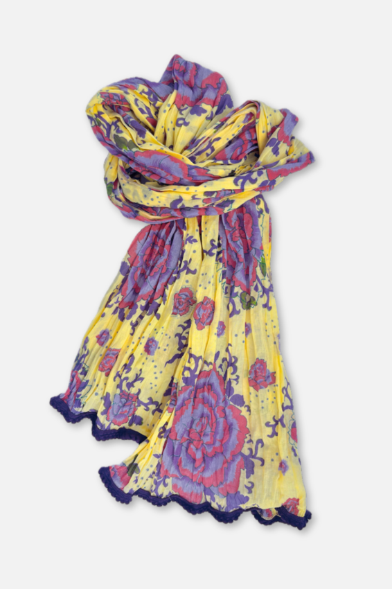 Crinkle Scarf - Peonies Yellow