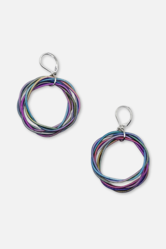 Triple Twisted Loop Earring - Rainbow