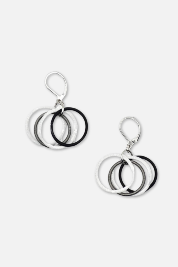 Multi Loop Earring - Gold, Black & White