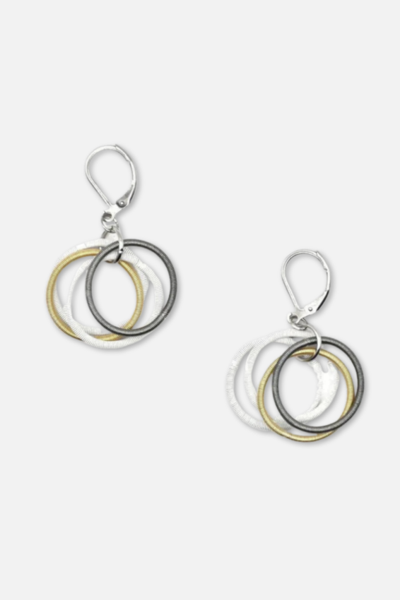 Multi Loop Earring - Silver, Gold & White