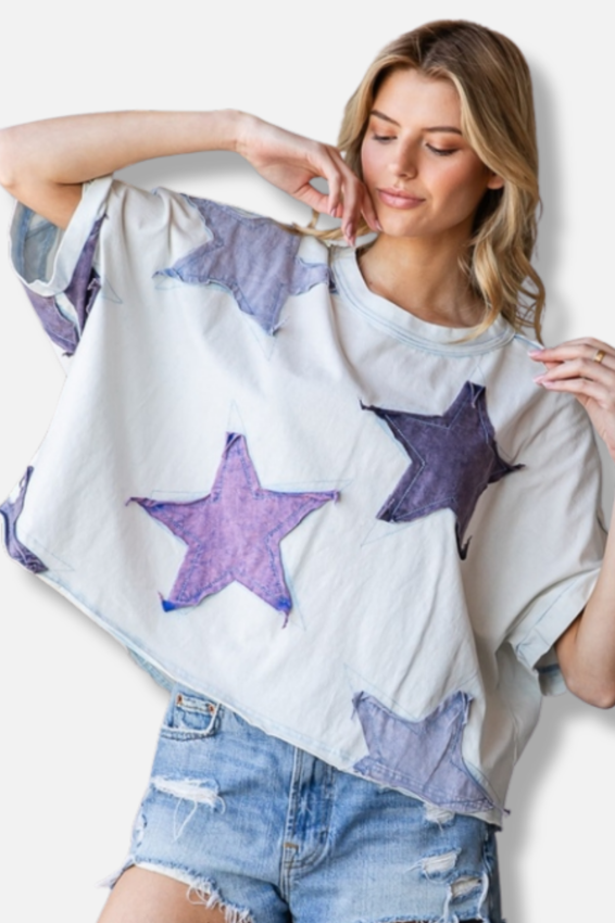 Star Patch Tee - Light Blue