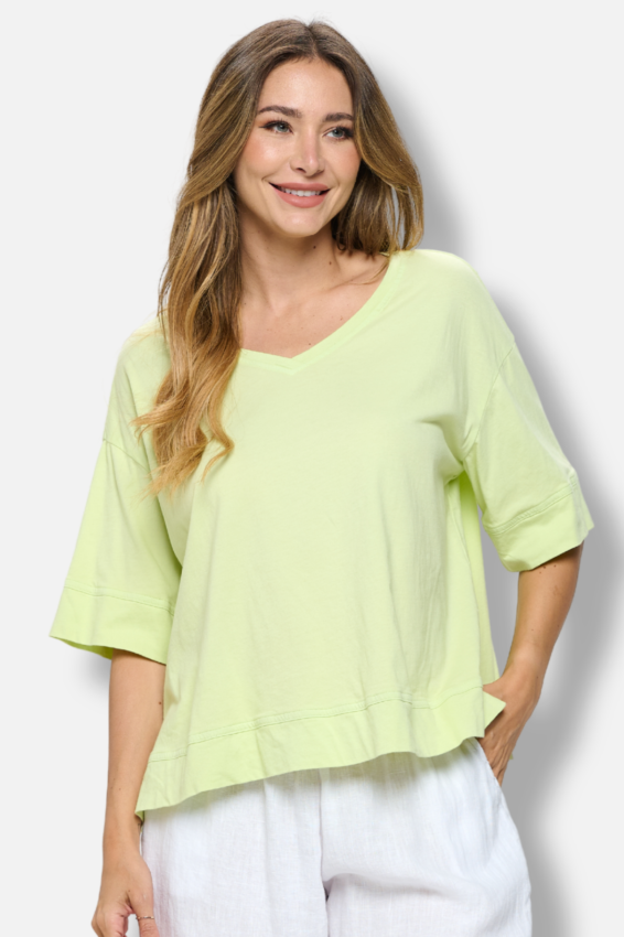 Elbow Sleeve V-Tee - Keylime
