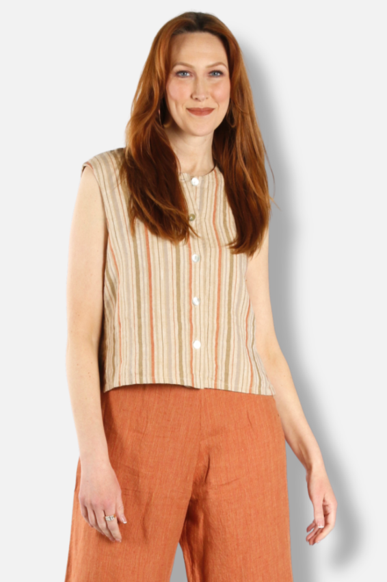 Button Vest - Morocco Stripe