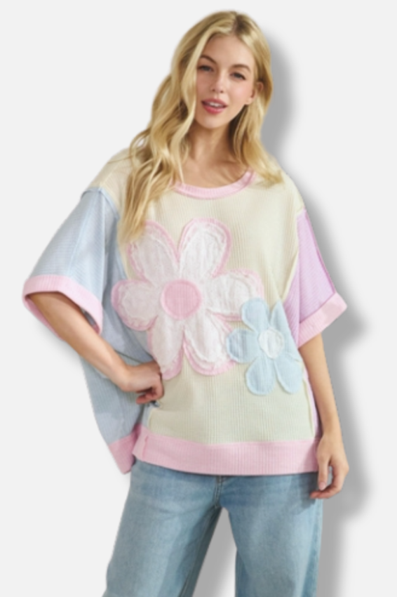 Daisy Block Tee - Cream