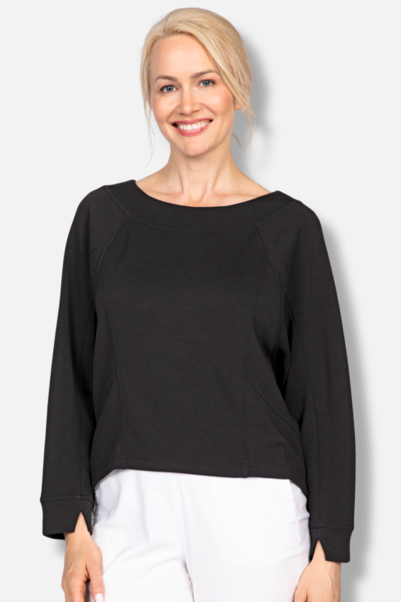 Border Stitch Pullover - Black