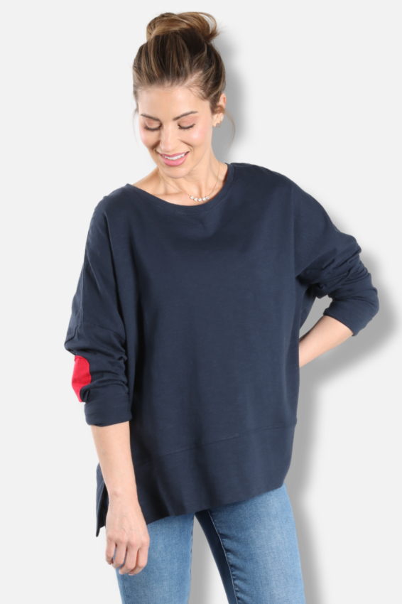 Amour Tee - Navy & Red
