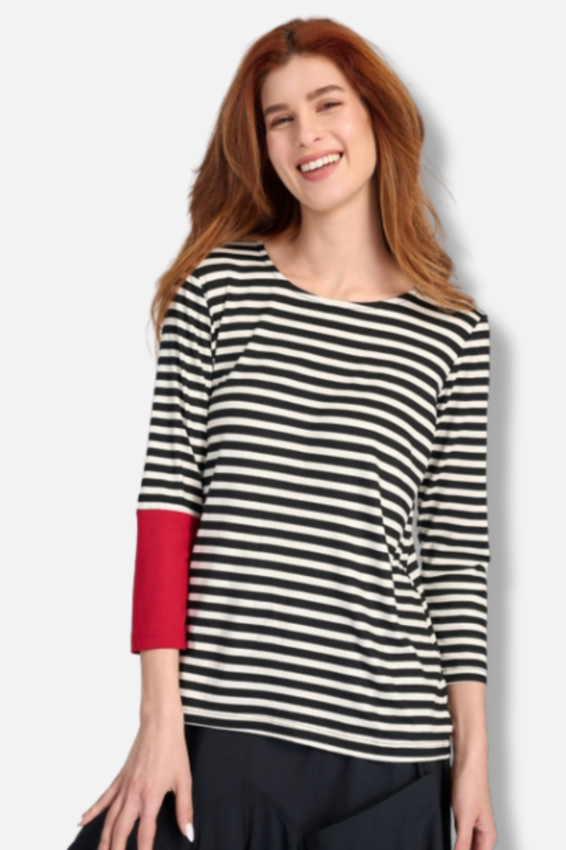Stripped Stretch Tee - Black & White