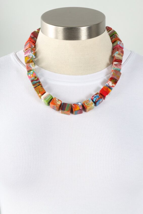 Mixed Marble Cube Necklace - Verano