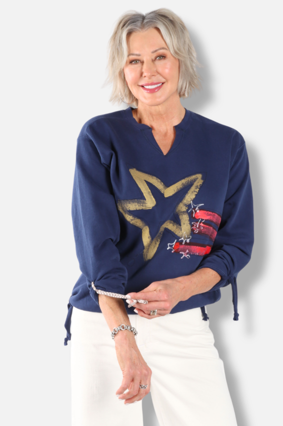 Tie Pullover Plus- Navy