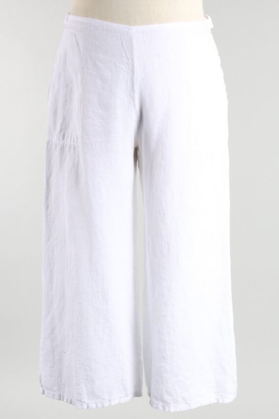 Flat Front Crop Pant - White