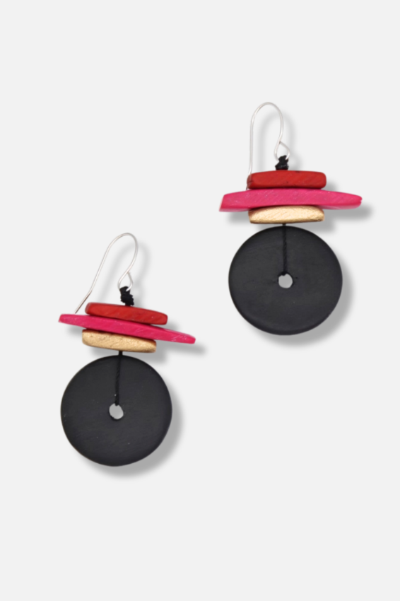 Sabrina Earrings - Black & Red