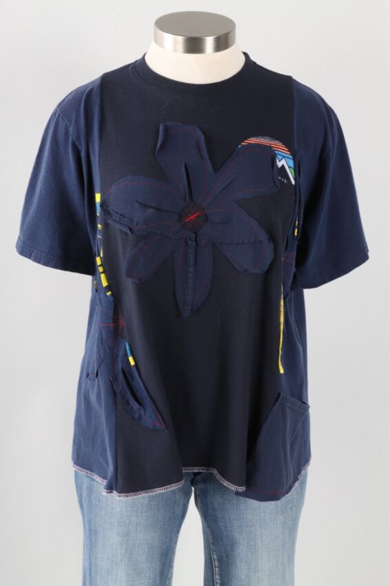 Three Flower Tee - Navy #2