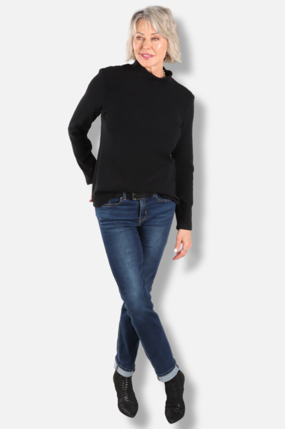 High Neck Top - Black