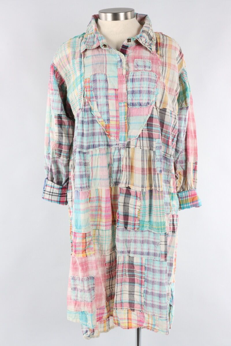 madras shirt dress Long Sleeve Madras Shirt Dress Boot Edge Edge Madras Long Sleeved Shirt  Dress Dress Women Summer